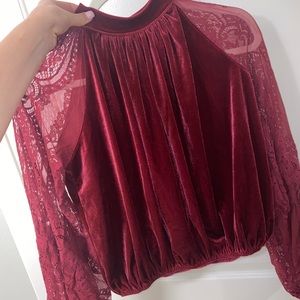 Free people velvet and lace top